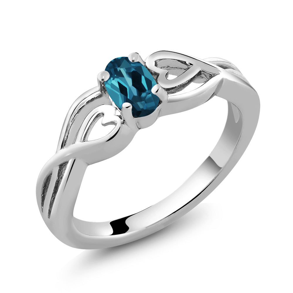 London Blue Topaz - November_9_Ring in 925 Sterling Silver