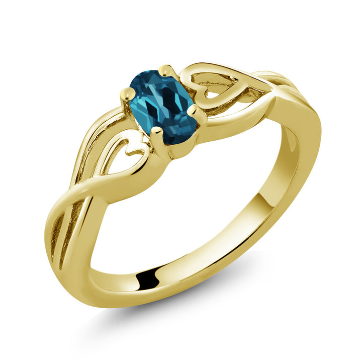 London Blue Topaz - November_8_Ring in 925 Yellow Gold Plated Silver