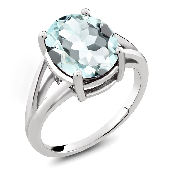 Sky Blue Created Aquamarine - March_5_Ring in 925 Sterling Silver