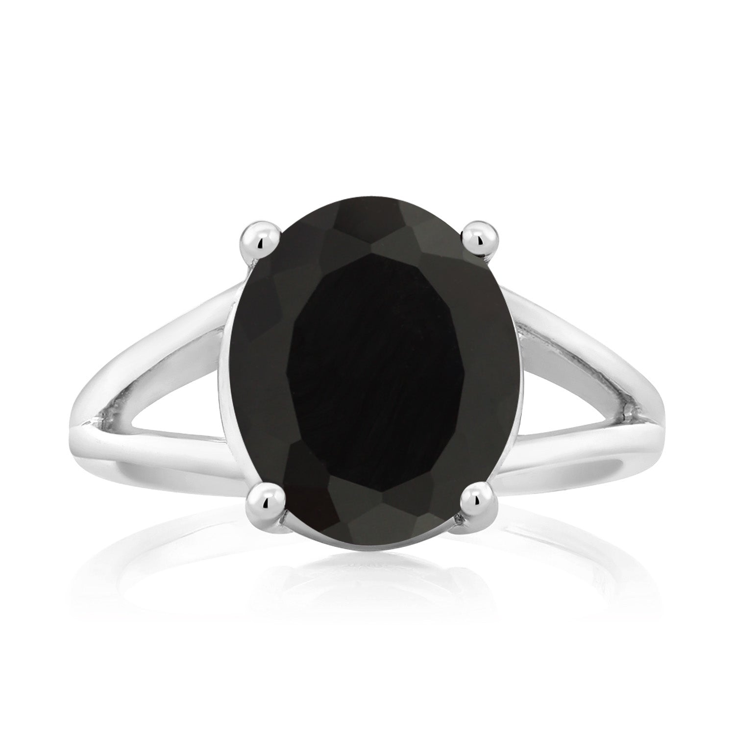 925 Sterling Silver Black Onyx Ring For Women  | 4.00 Cttw | Gemstone December Birthstone | Oval 12X10MM | Available In Size 5,6,7,8,9