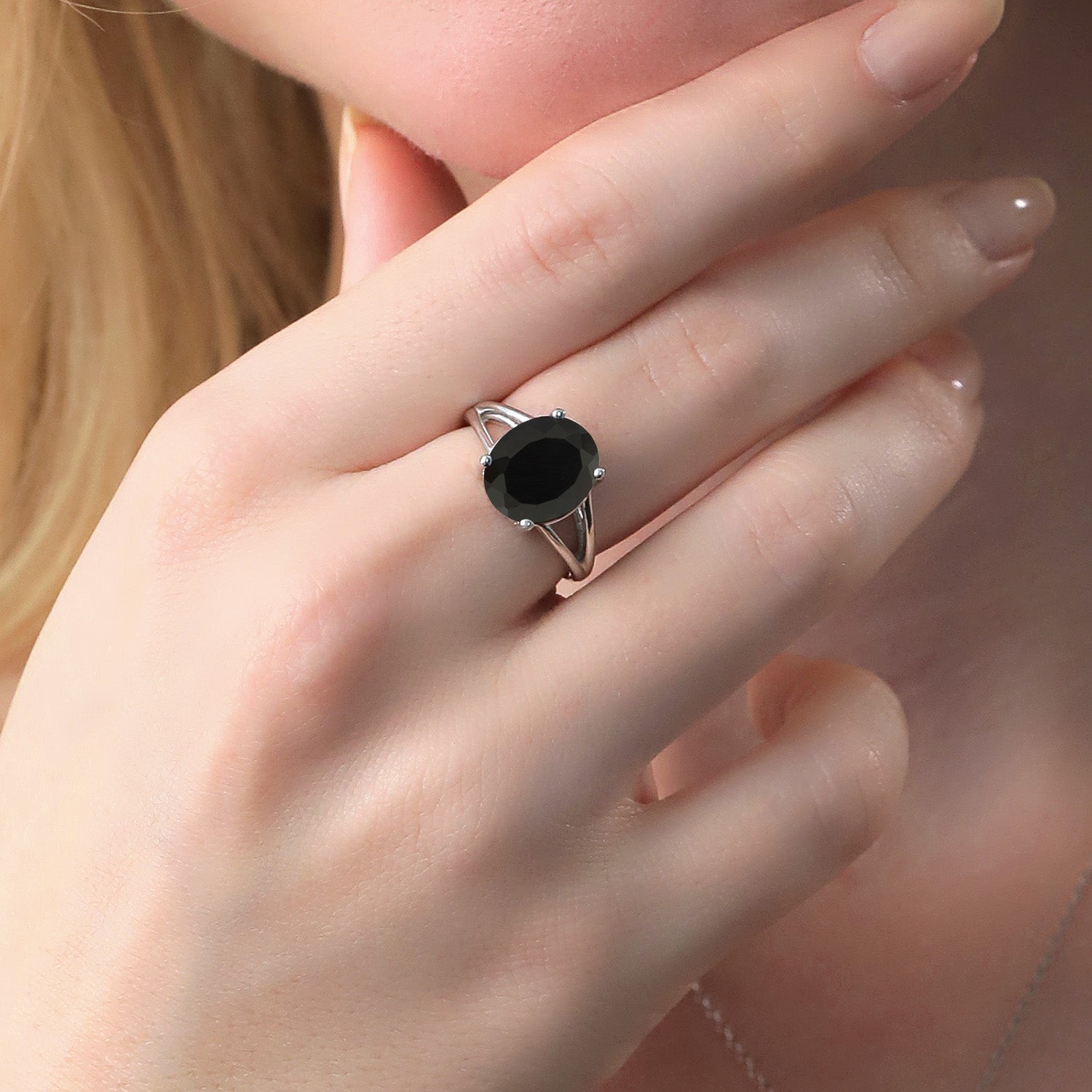 925 Sterling Silver Black Onyx Ring For Women  | 4.00 Cttw | Gemstone December Birthstone | Oval 12X10MM | Available In Size 5,6,7,8,9