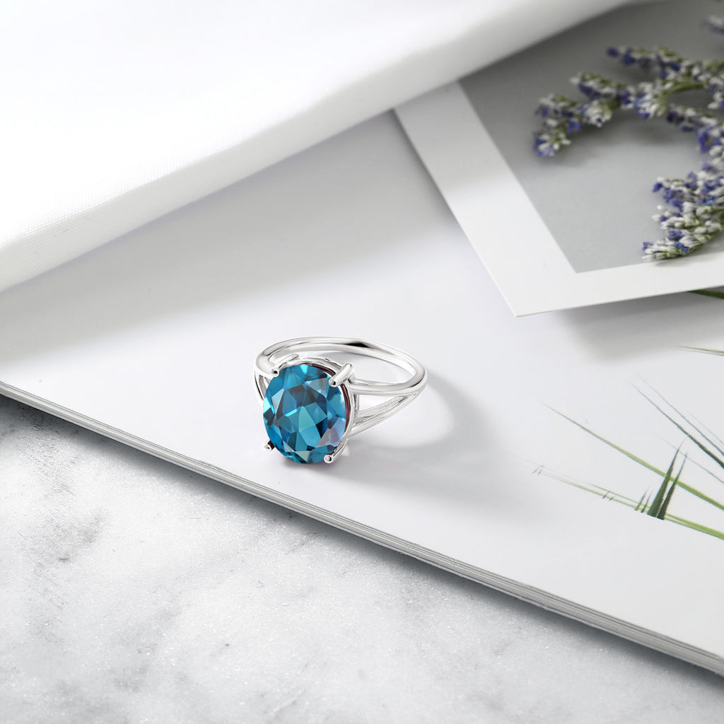 London Blue Topaz - November_7_Ring in 925 Sterling Silver