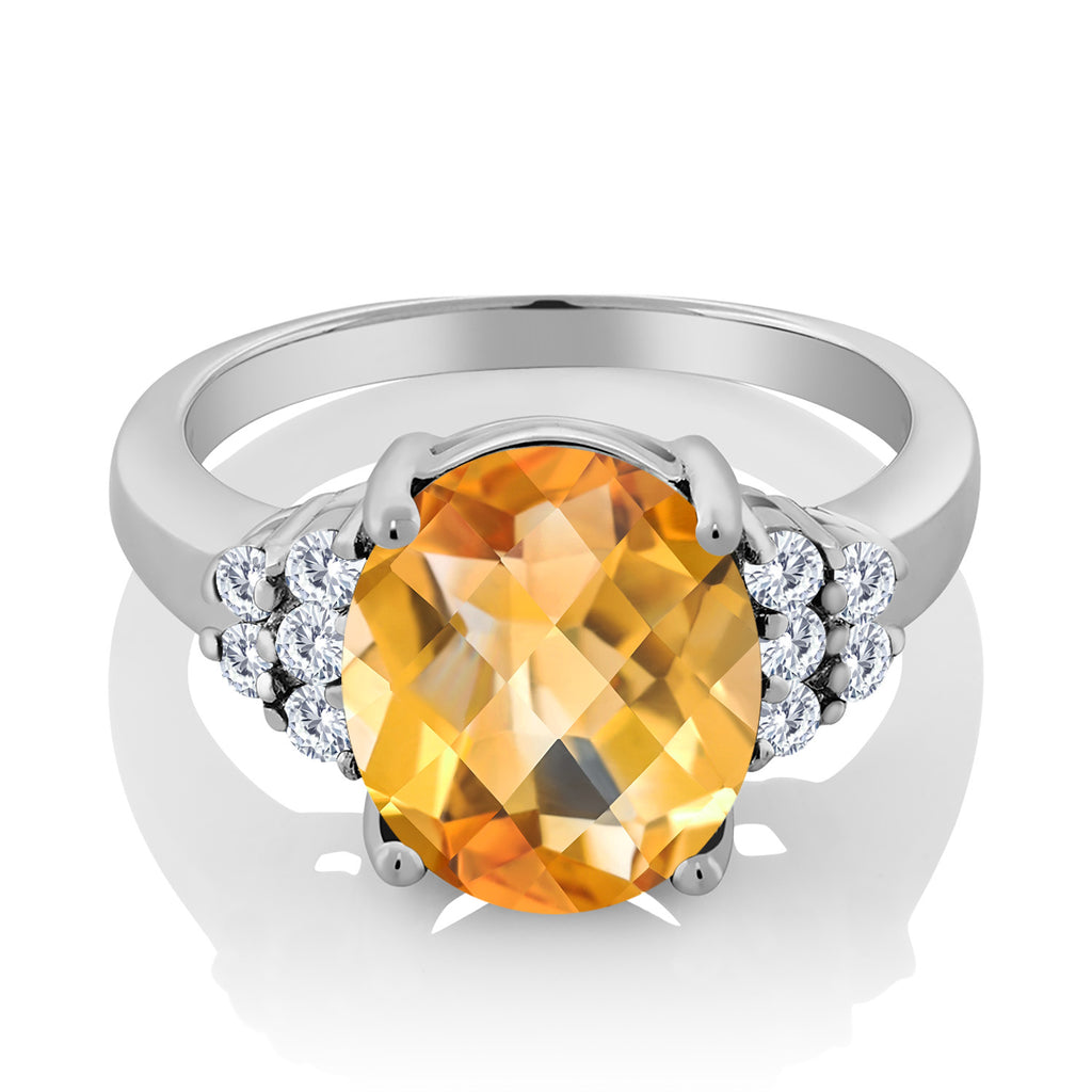 Citrine and Moissanite_5_Ring in 925 Sterling Silver