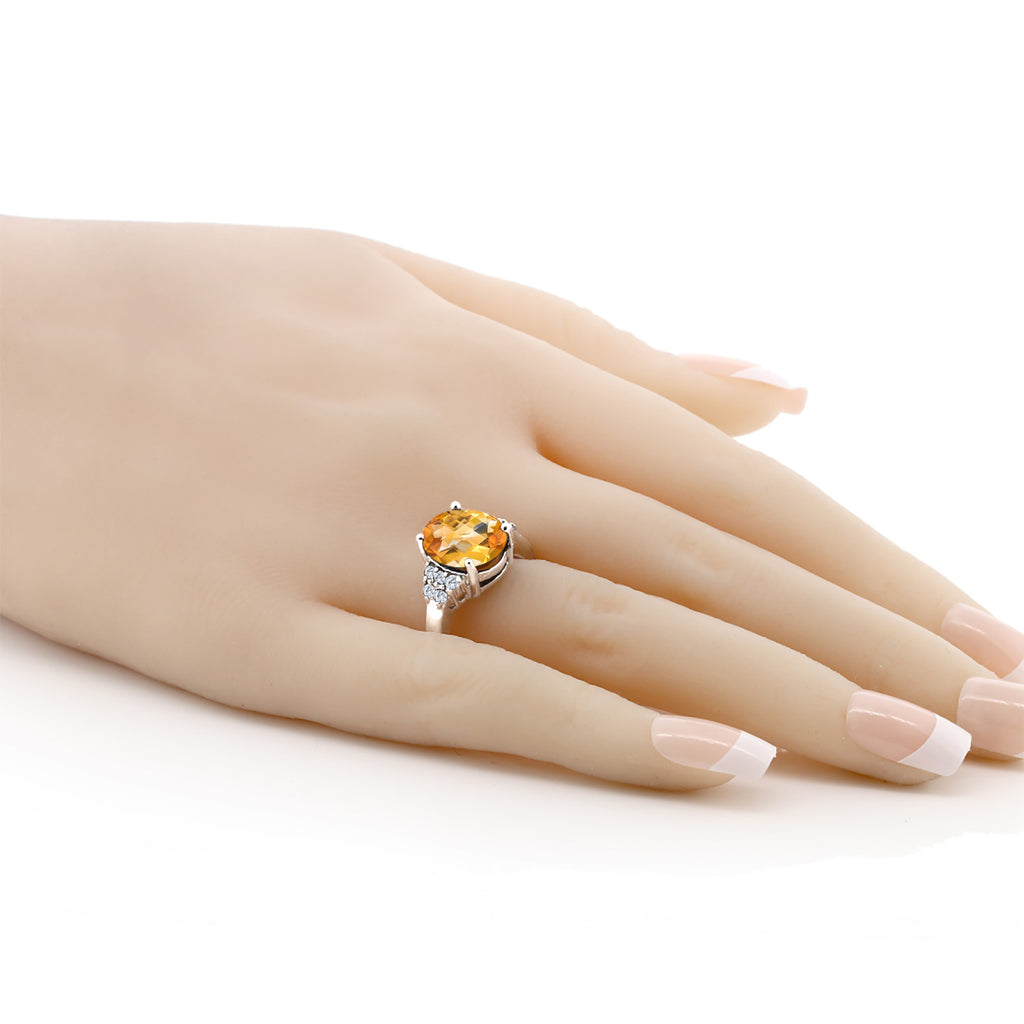 Citrine and Moissanite_5_Ring in 925 Sterling Silver