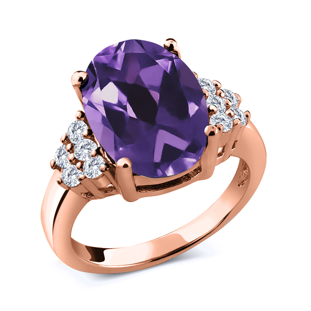 Amethyst - February_5_Ring in 925 Rose Gold Plated Silver