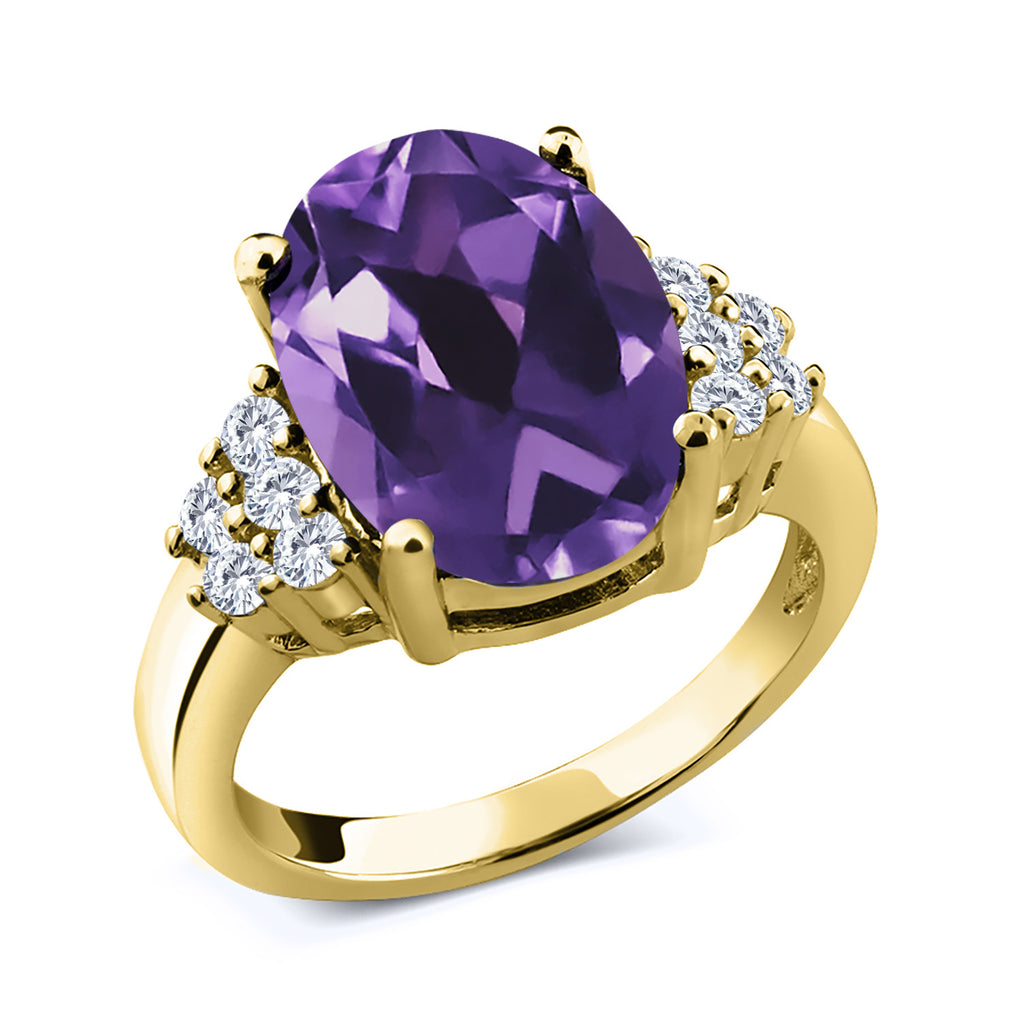 Amethyst - February_8_Ring in 925 Yellow Gold Plated Silver
