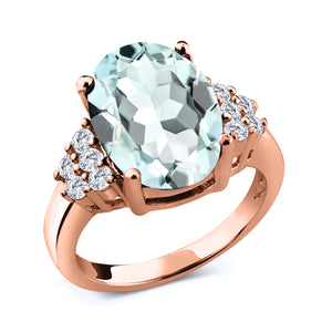 Created Aquamarine - March_5_Ring in 925 Rose Gold Plated Silver