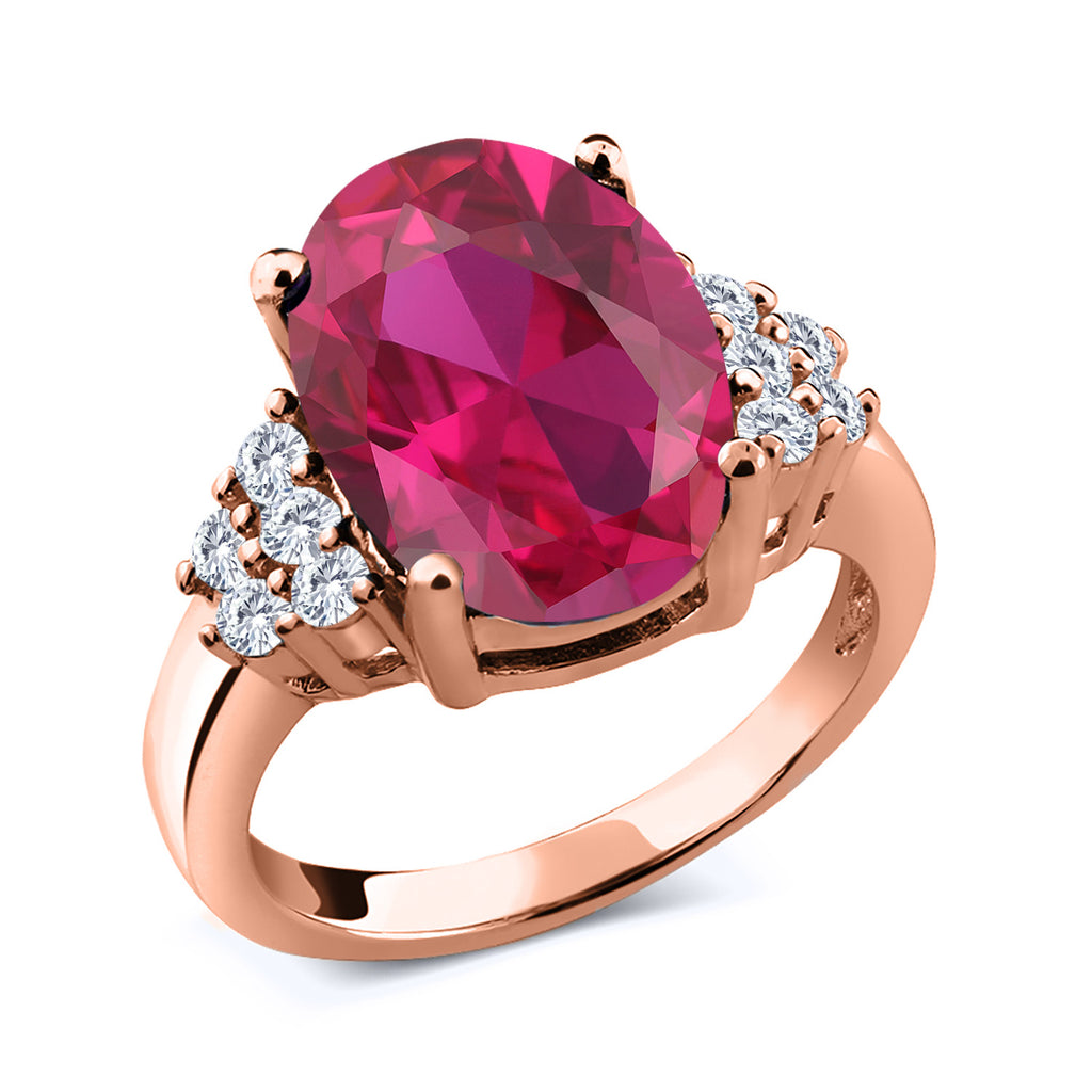 Created Ruby - July_7_Ring in 925 Rose Gold Plated Silver