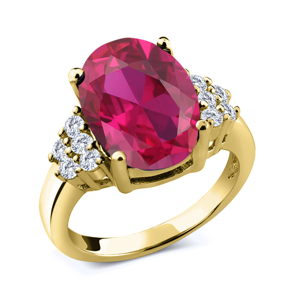 Created Ruby - July_6_Ring in 925 Yellow Gold Plated Silver