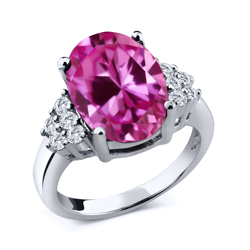 Pink Created Sapphire - September_5_Ring in 925 Sterling Silver