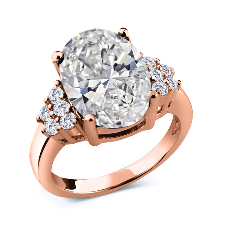 5.40 Cttw IGI Certified Lab Grown Diamond in 18K Rose Gold Plated Silver Engagement Ring for Women | 5.00 Ct Round Center | F-G Color | VS1 Clarity | Size 9