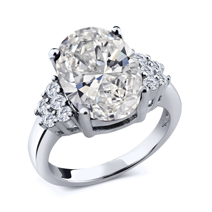 5.40 Cttw IGI Certified Lab Grown Diamond in 925 Sterling Silver Engagement Ring for Women | 5.00 Ct Round Center | F-G Color | VS1 Clarity | Available in Size 5, 6, 7, 8, 9