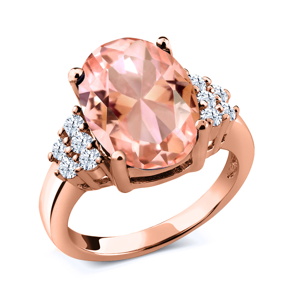 Nano Morganite - October_8_Ring in 925 Rose Gold Plated Silver