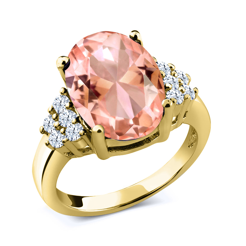Nano Morganite - October_5_Ring in 925 Yellow Gold Plated Silver