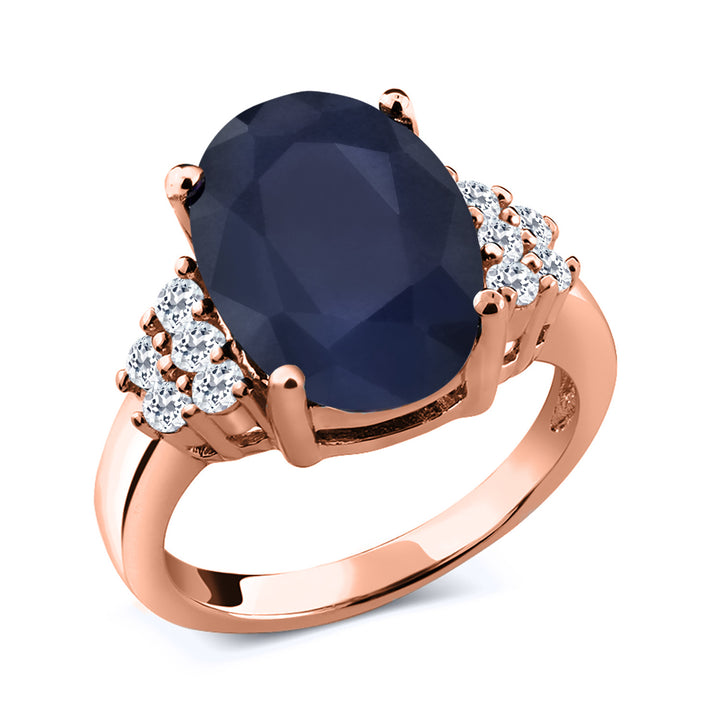 Sapphire and Topaz_5_Ring in 925 Rose Gold Plated Silver