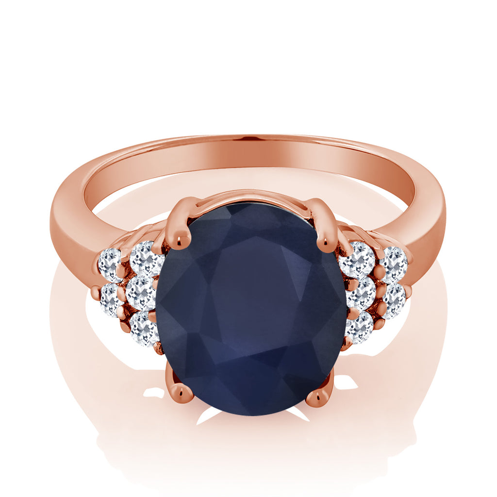 Sapphire and Topaz_5_Ring in 925 Rose Gold Plated Silver