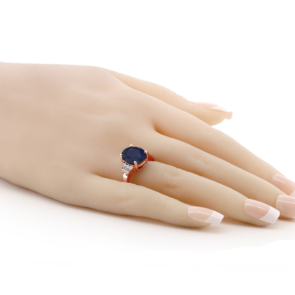 Sapphire and Topaz_5_Ring in 925 Rose Gold Plated Silver