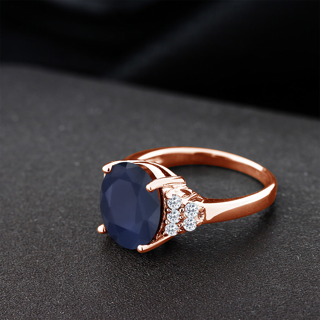 Sapphire and Topaz_5_Ring in 925 Rose Gold Plated Silver
