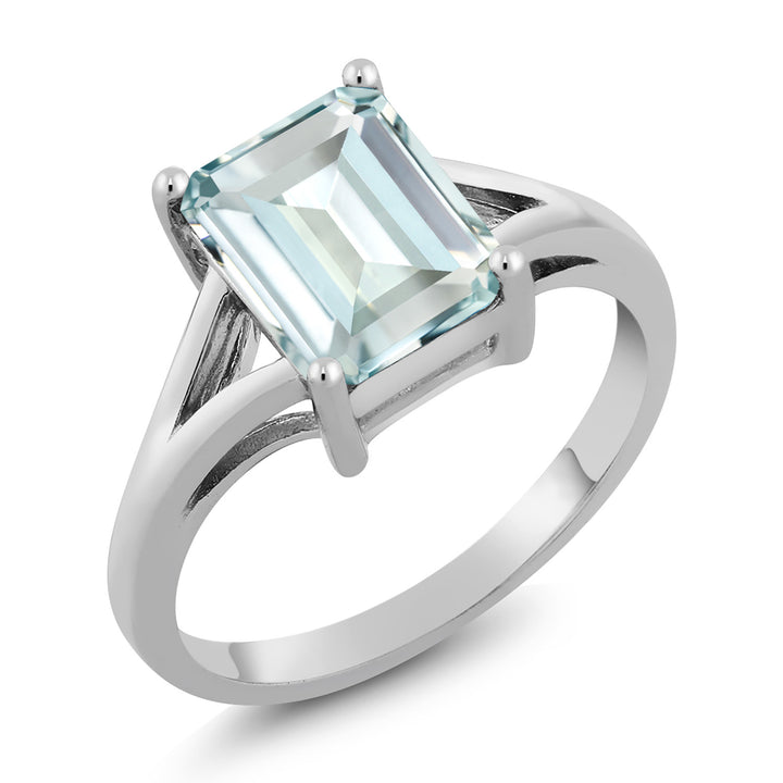 Created Aquamarine - March_5_Ring in 925 Sterling Silver