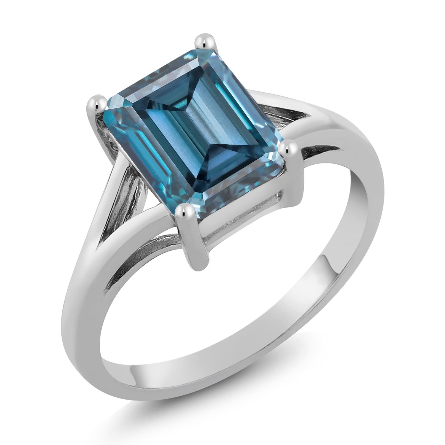 Persian Blue Moissanite - April_6_Ring in 925 Sterling Silver