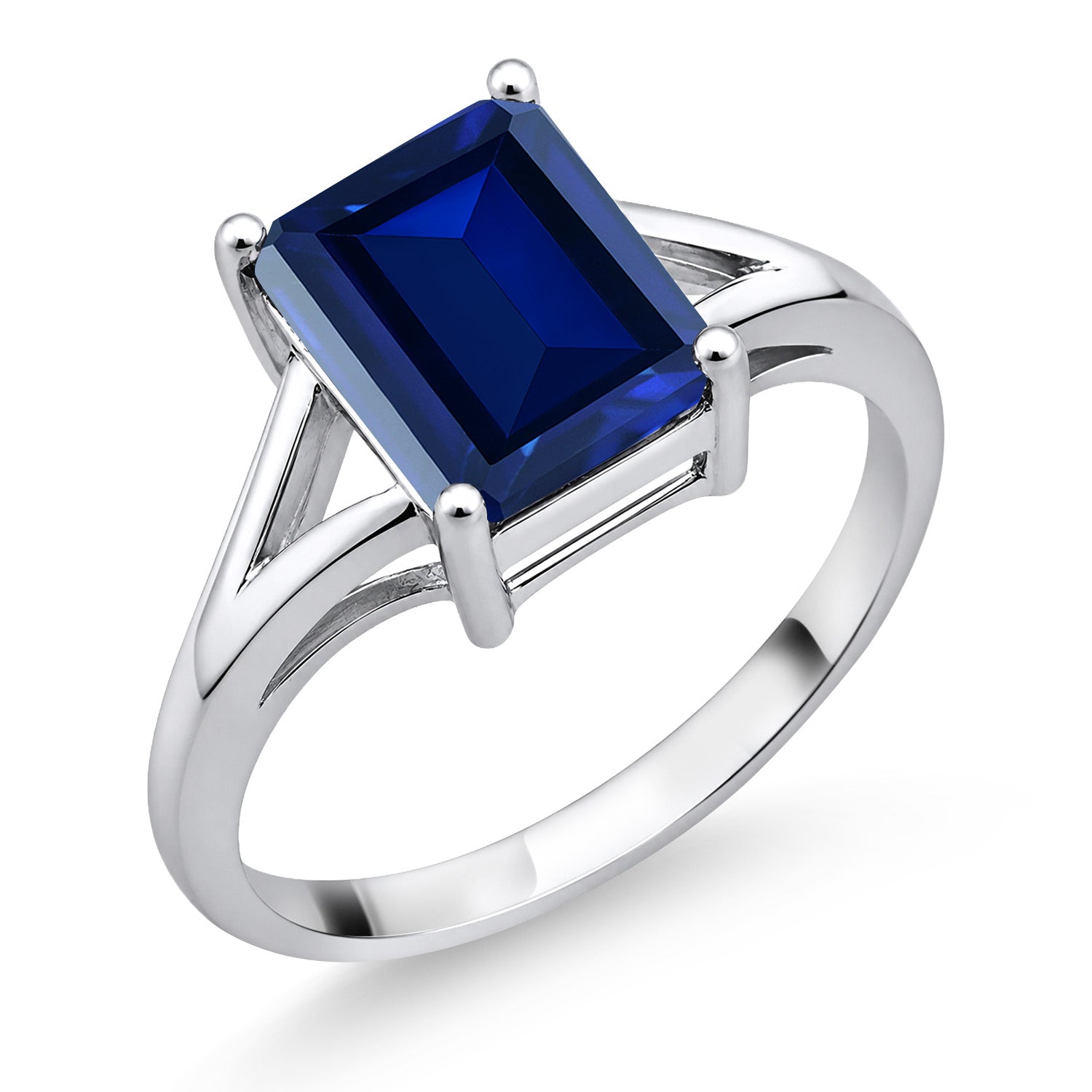 Blue Created Sapphire_7_Ring in 925 Sterling Silver