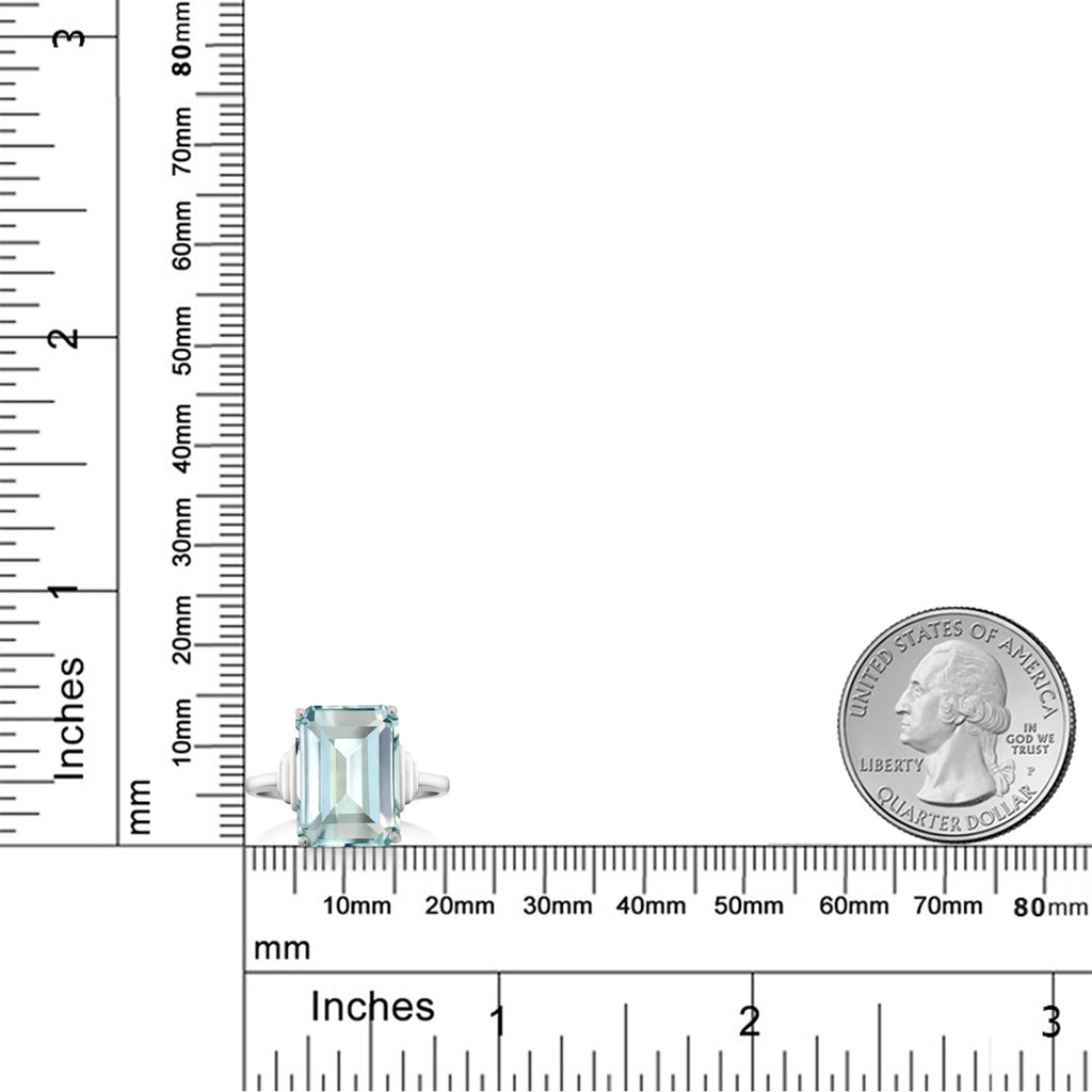Created Aquamarine - March_Ring in 925 Sterling Silver