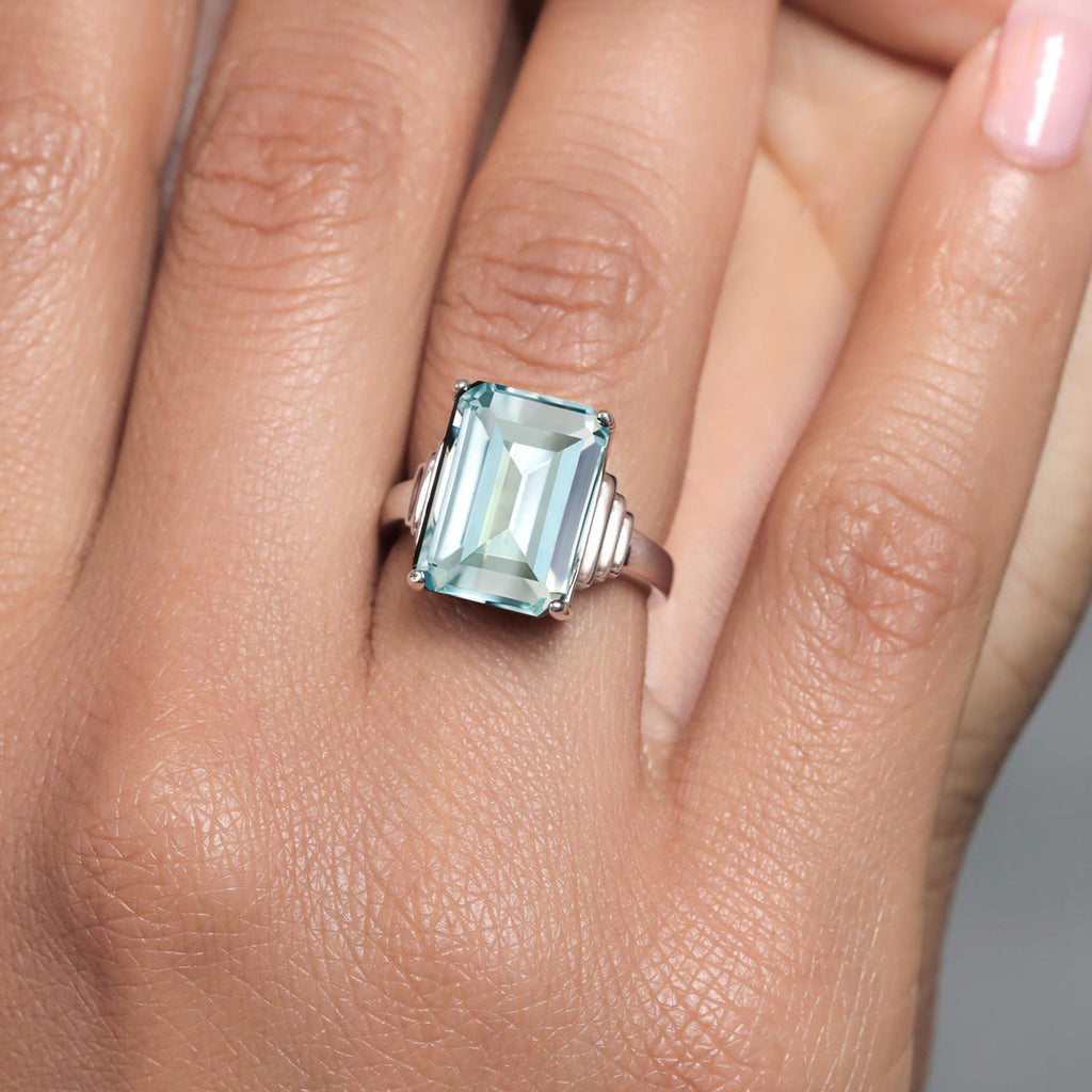 Created Aquamarine - March_Ring in 925 Sterling Silver