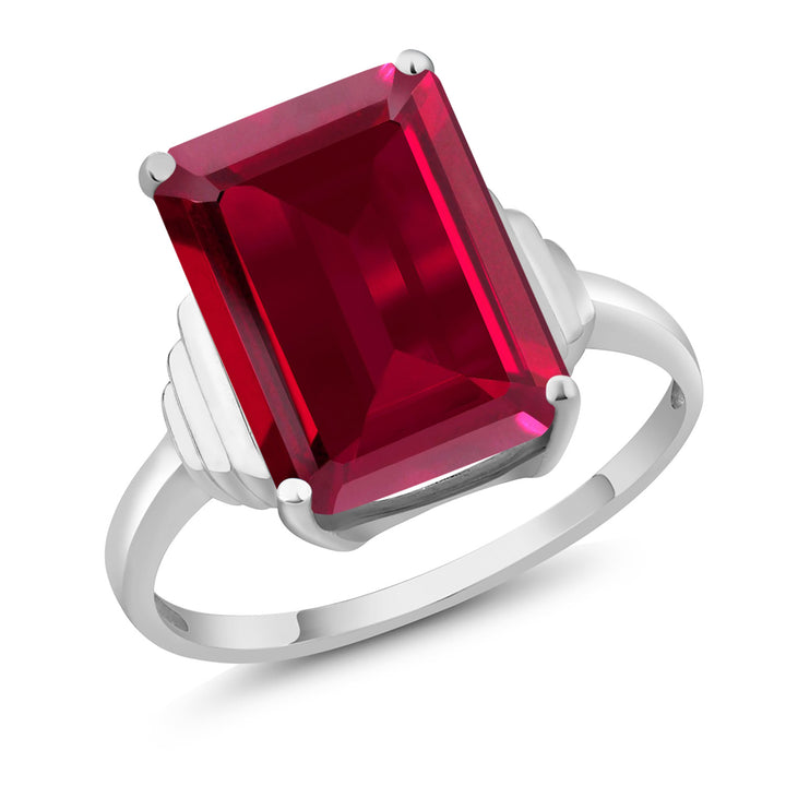 5-10 Cttw Solitaire Gemstone Birthstone Engagement Ring for Women | 14X10MM Emerald Cut | 925 Sterling Silver | Wedding Anniversary Promise Ring