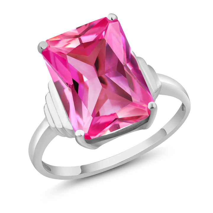 5-10 Cttw Solitaire Gemstone Birthstone Engagement Ring for Women | 14X10MM Emerald Cut | 925 Sterling Silver | Wedding Anniversary Promise Ring