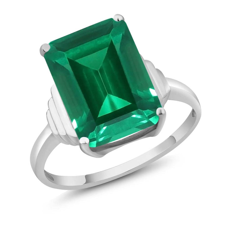 5-10 Cttw Solitaire Gemstone Birthstone Engagement Ring for Women | 14X10MM Emerald Cut | 925 Sterling Silver | Wedding Anniversary Promise Ring