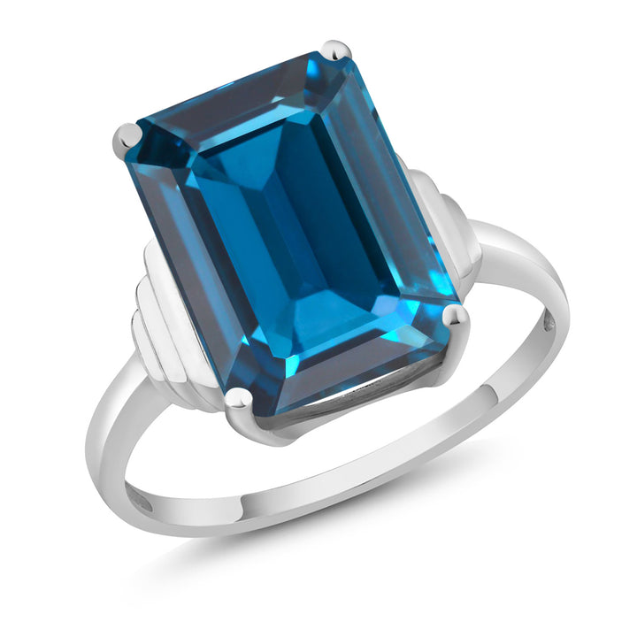 5-10 Cttw Solitaire Gemstone Birthstone Engagement Ring for Women | 14X10MM Emerald Cut | 925 Sterling Silver | Wedding Anniversary Promise Ring