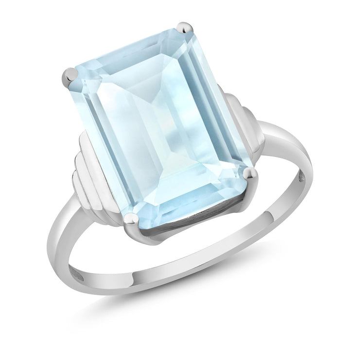 5-10 Cttw Solitaire Gemstone Birthstone Engagement Ring for Women | 14X10MM Emerald Cut | 925 Sterling Silver | Wedding Anniversary Promise Ring