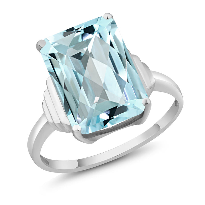 Sky Blue Topaz-Checkerboard - November_5_Ring in 925 Sterling Silver