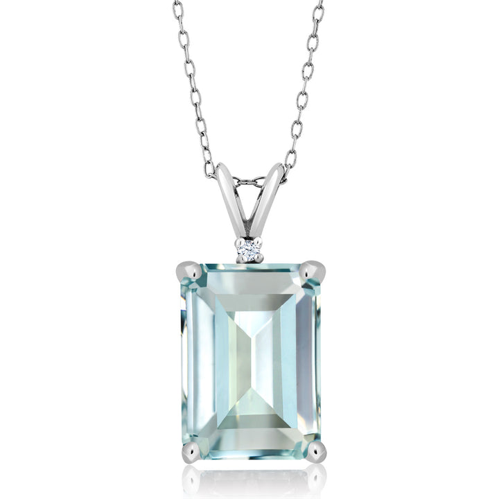 Created Aquamarine - March_Pendant in 925 Sterling Silver