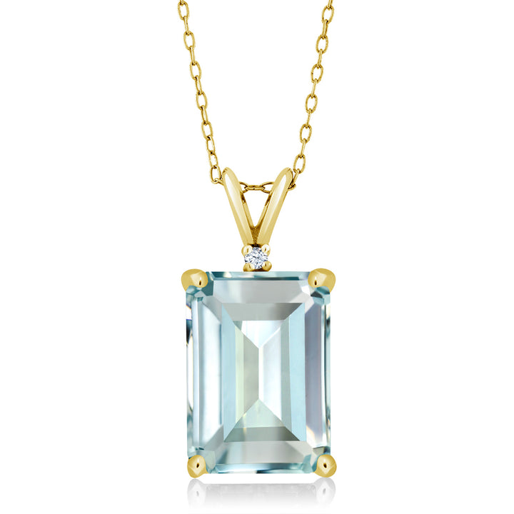 Created Aquamarine - March_Pendant in 925 Yellow Gold Plated Silver