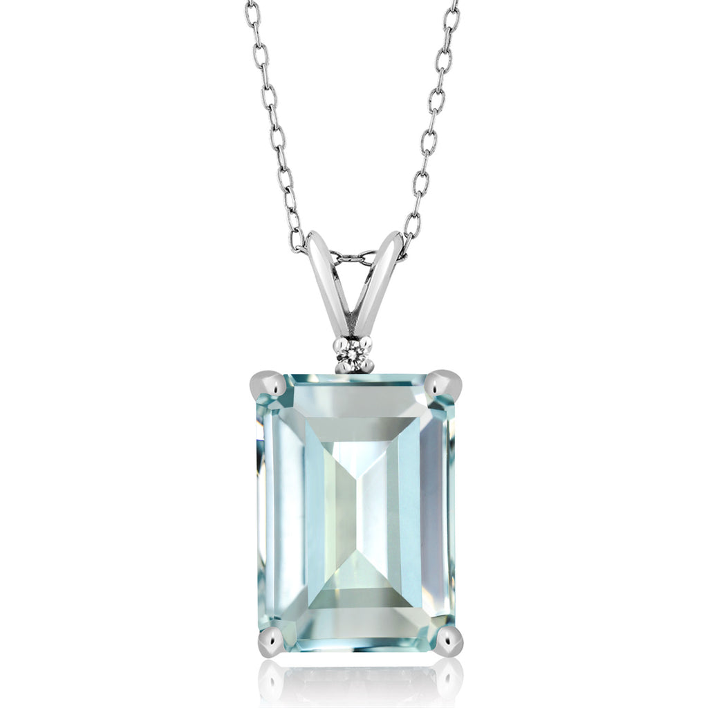 Created Aquamarine - March_Pendant in 925 Sterling Silver