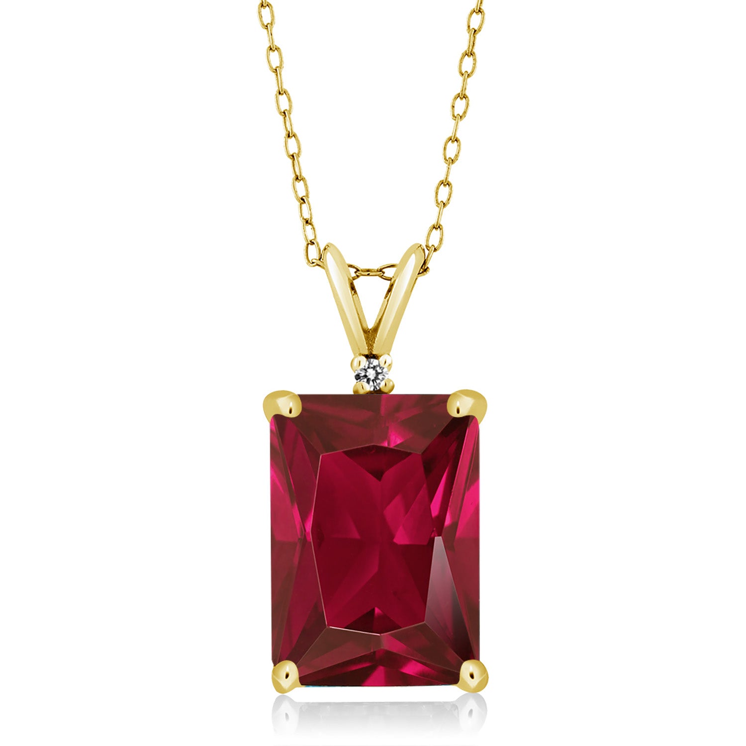 Created Ruby - July_Pendant in 925 Yellow Gold Plated Silver