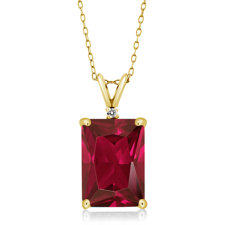Created Ruby - July_Pendant in 925 Yellow Gold Plated Silver
