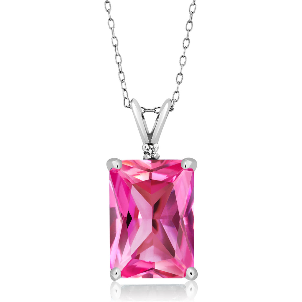 Pink Created Sapphire - September_Pendant in 925 Sterling Silver
