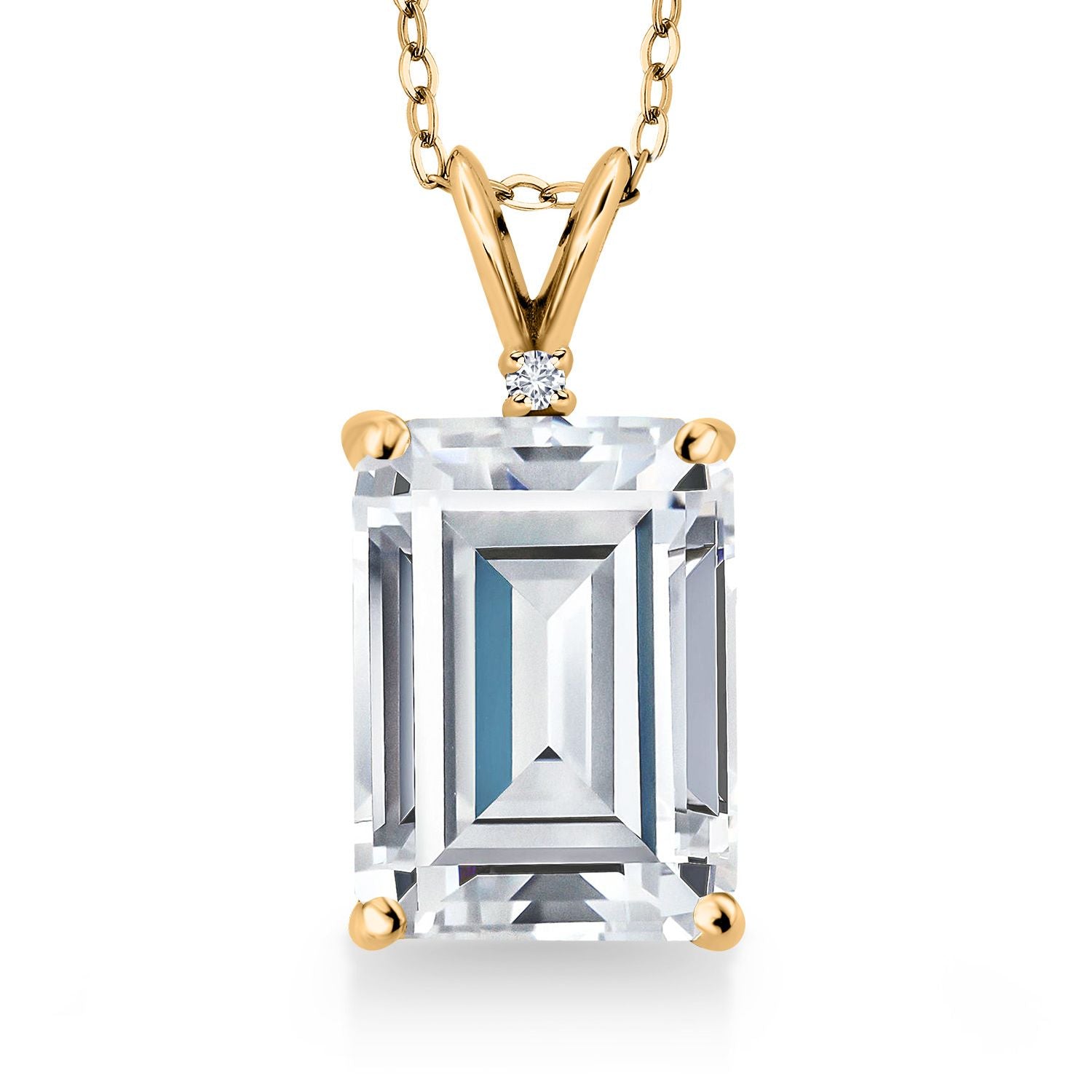 White Zirconia_Pendant in 925 Yellow Gold Plated Silver