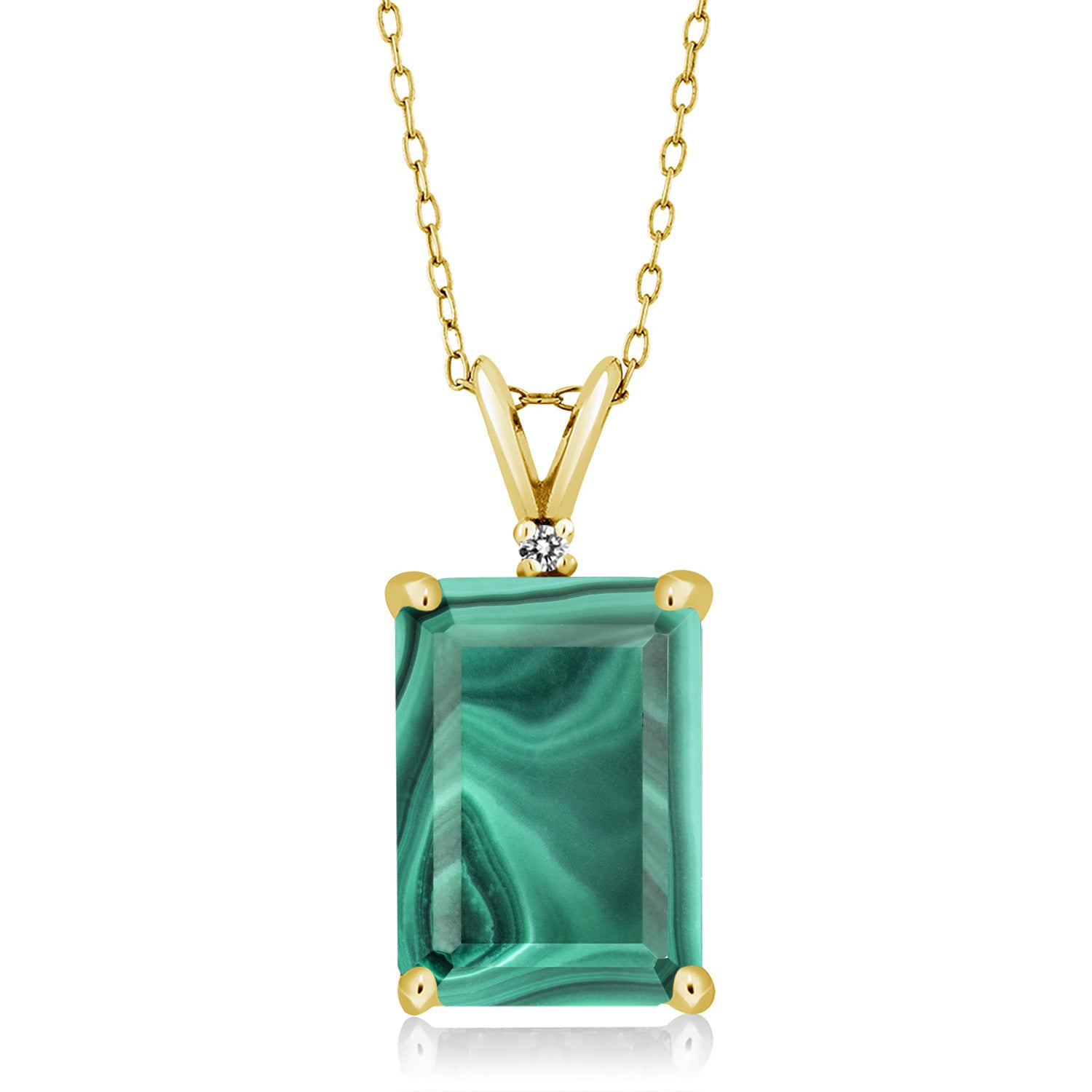 Malachite_Pendant in 925 Yellow Gold Plated Silver