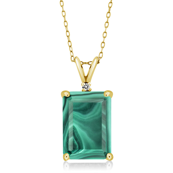 Malachite_Pendant in 925 Yellow Gold Plated Silver