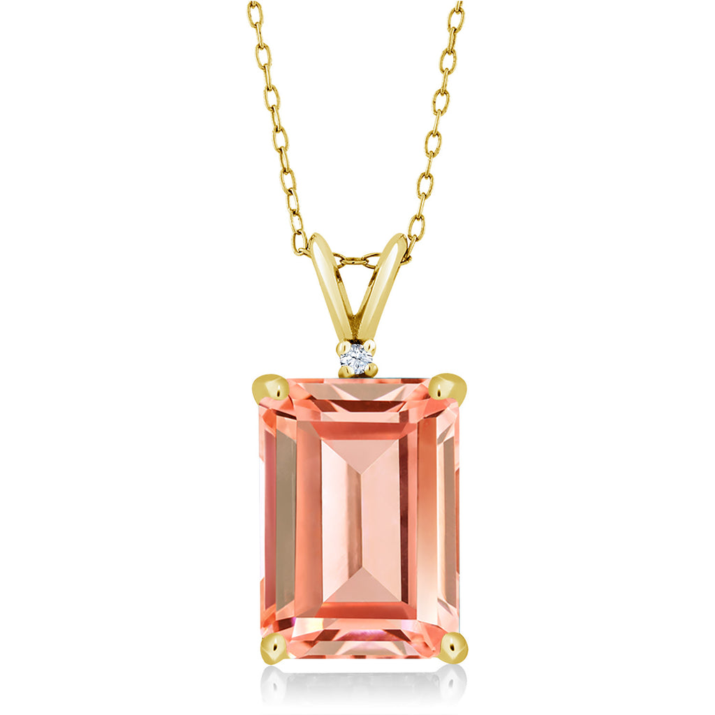 Nano Morganite - October_Pendant in 925 Yellow Gold Plated Silver