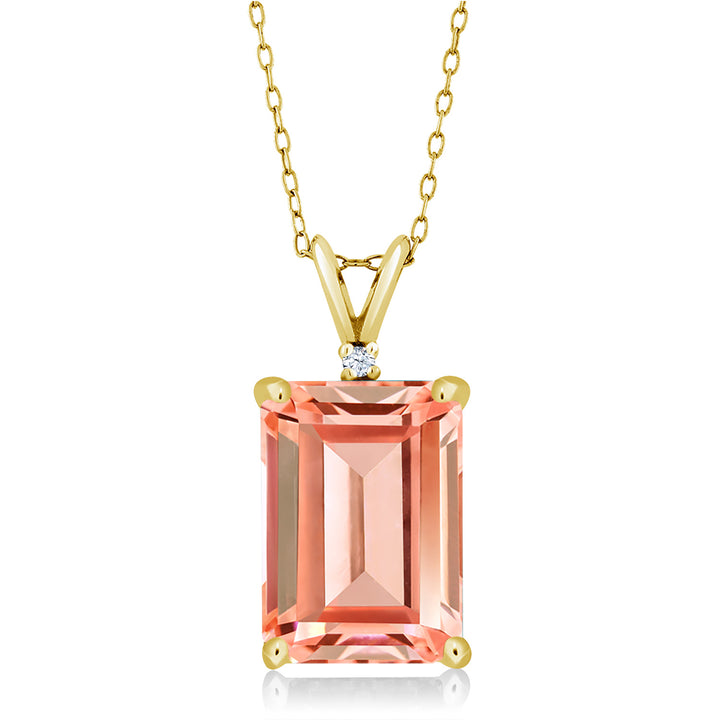 Nano Morganite - October_Pendant in 925 Yellow Gold Plated Silver