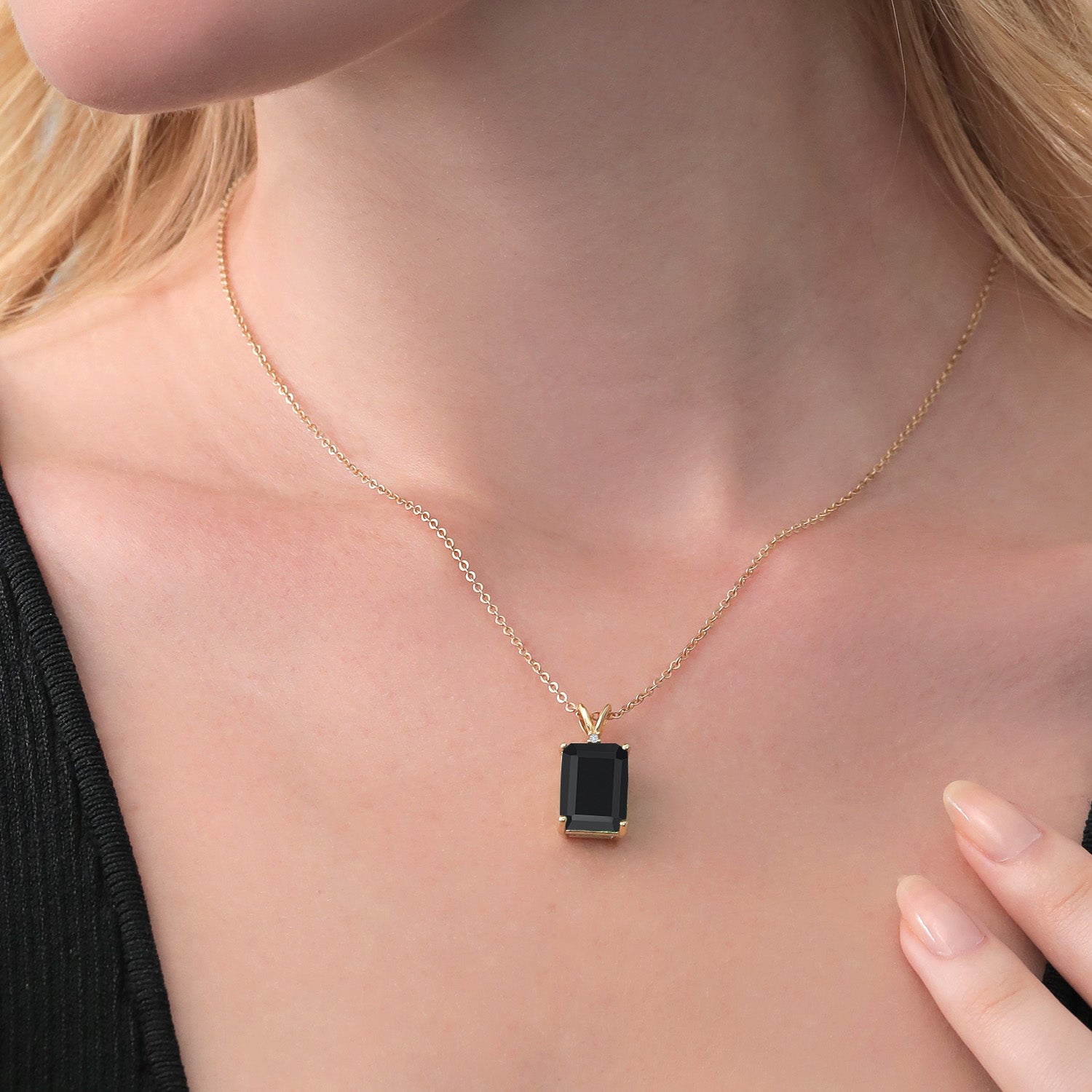 Onyx - December_Pendant in 925 Yellow Gold Plated Silver