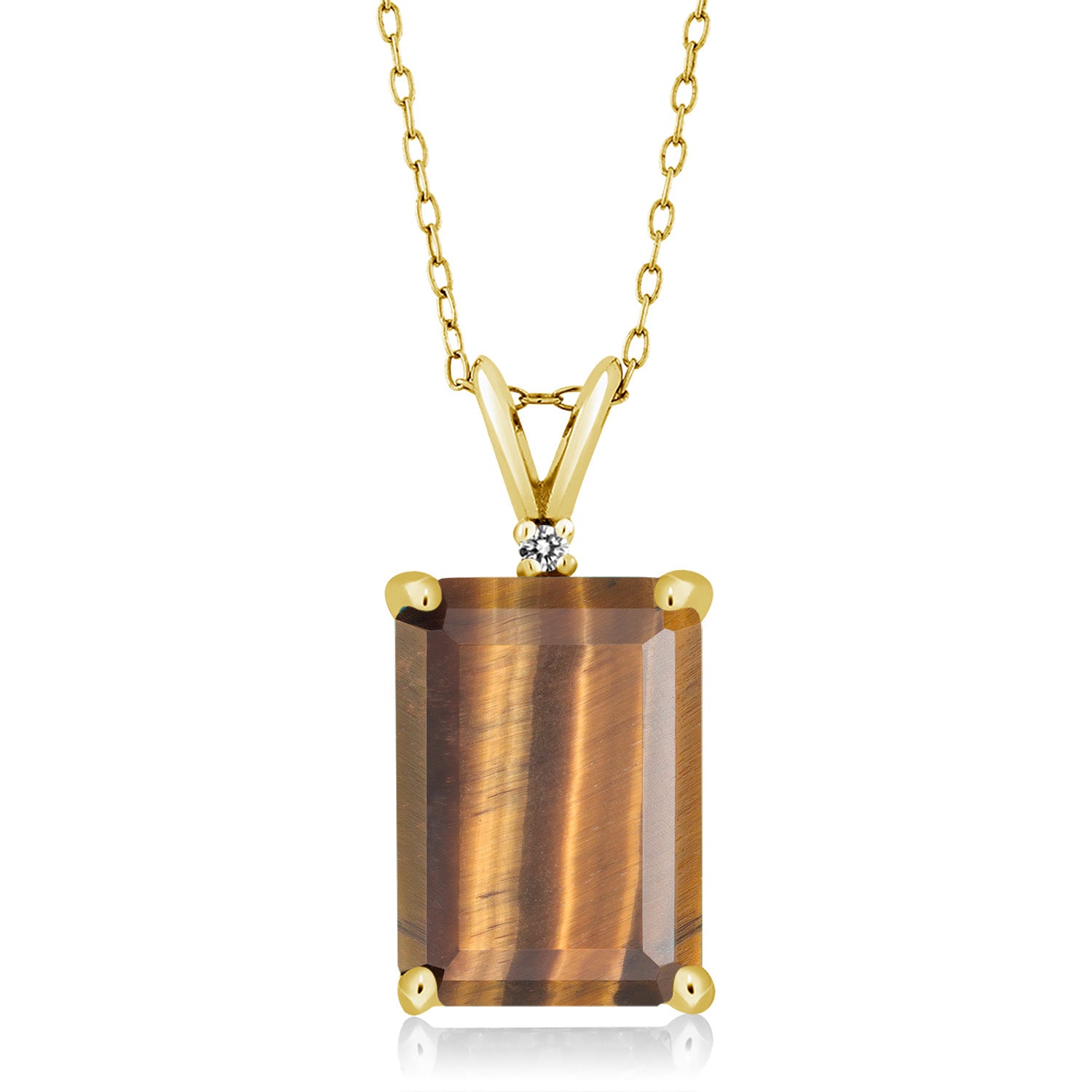 Brown Tiger Eye_Pendant in 925 Yellow Gold Plated Silver