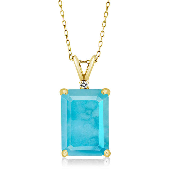 Turquoise_Pendant in 925 Yellow Gold Plated Silver