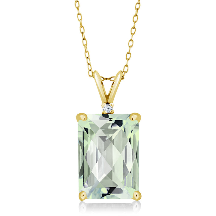 Prasiolite-Checkerboard_Pendant in 925 Yellow Gold Plated Silver