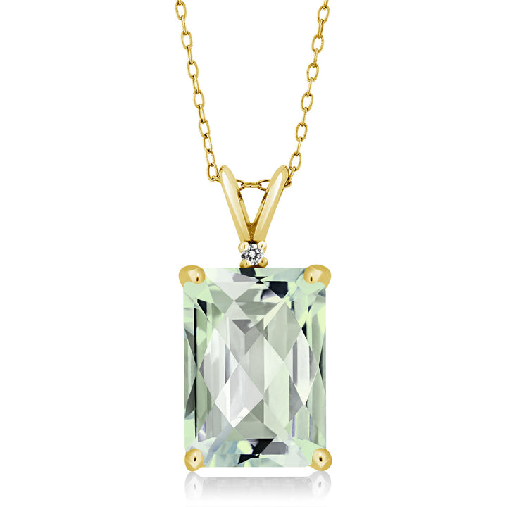 Prasiolite-Checkerboard_Pendant in 925 Yellow Gold Plated Silver
