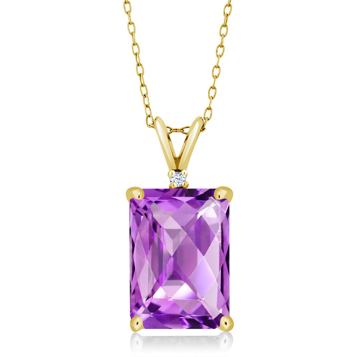 Amethyst-Checkerboard - February_Pendant in 925 Yellow Gold Plated Silver